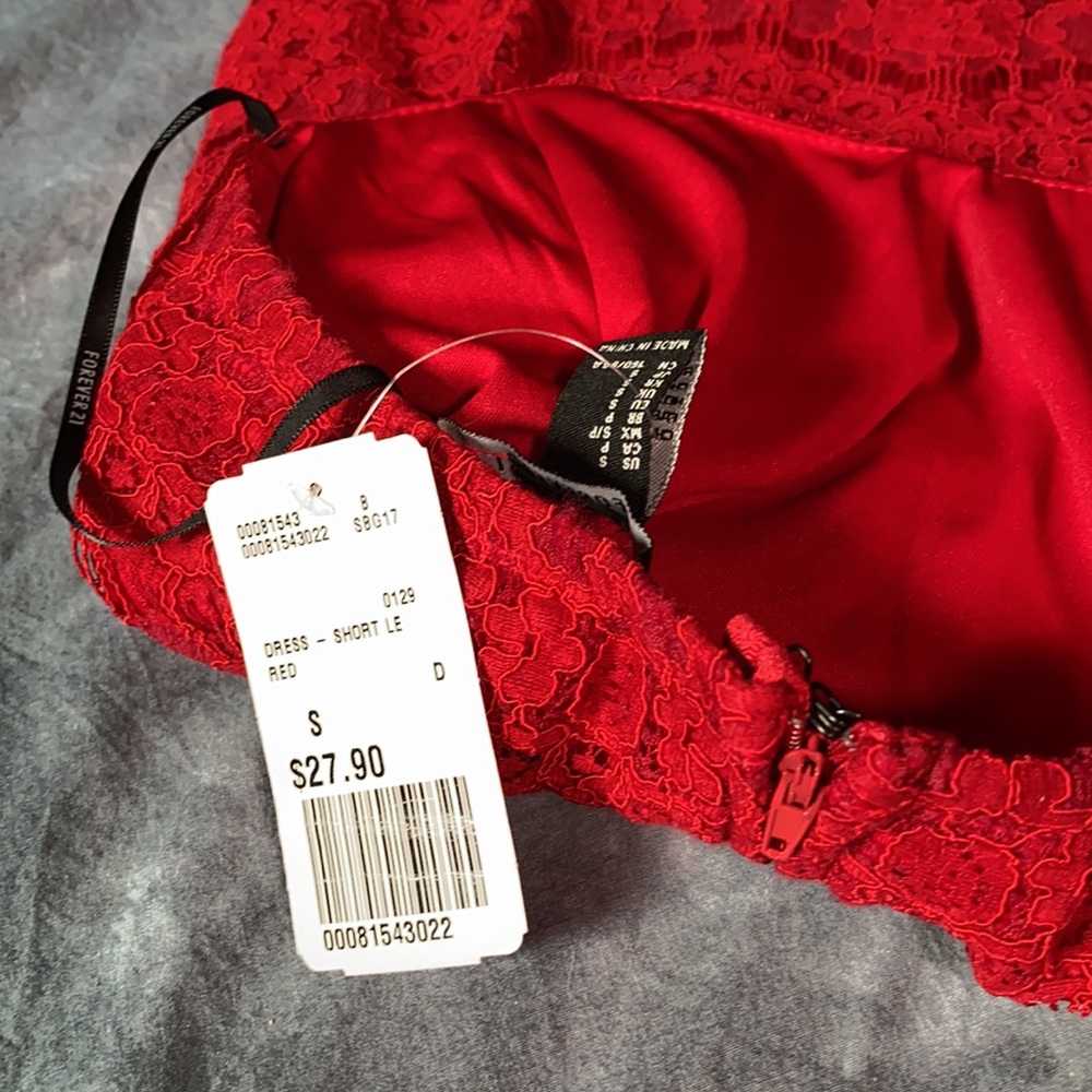 🥳Host Pick🥳 - Forever 21 Lined Lace Strapless Short LE Dress size S NWT - Picture 13 of 16
